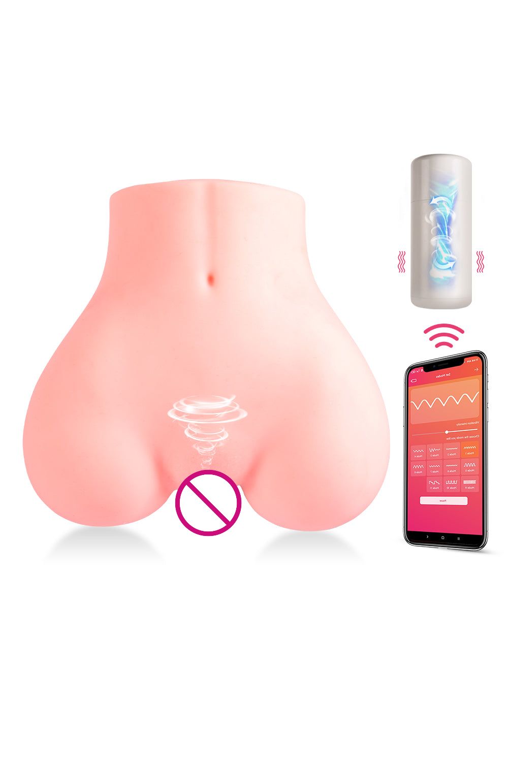 US Stock Automatic Big Butt Sex Doll Torso Masturbator by App