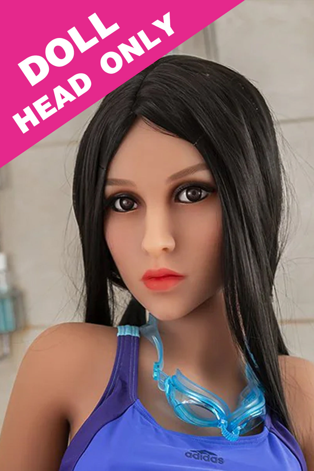 US Stock - #139 TPE Black Wig Sex Doll Head Only