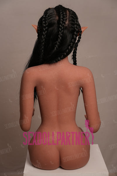 US Stock - YAMIEE Sia 5ft15/157cm 1073E Silicone Head TPE Body Tan Elf Hentai Alien Female Sex Doll Free 2nd Head