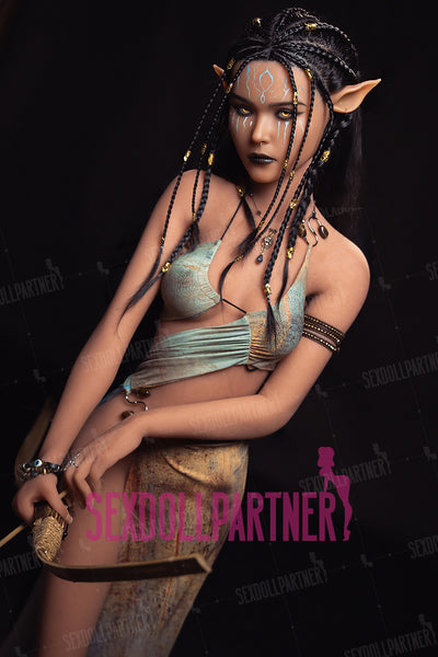 EU Stock - YAMIEE Sia 5ft15/157cm 1073E Silicone Head TPE Body Tan Elf Hentai Alien Girl Sex Doll Free 2nd Head