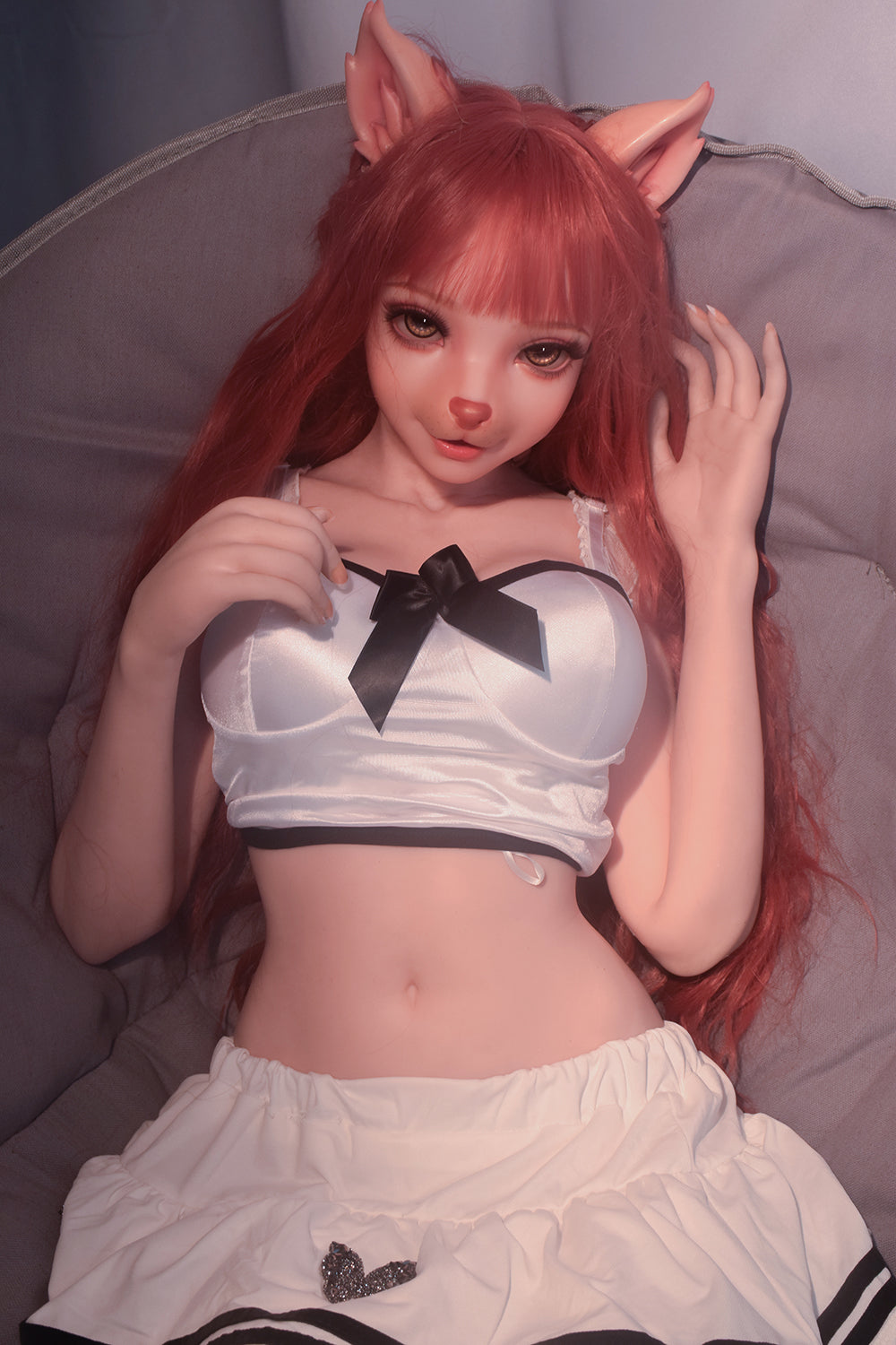 Neko 4ft92/ 150cm #ZHB003 Full Silicone Hentai Cat Sex Doll With Small Boobs For Blowjob